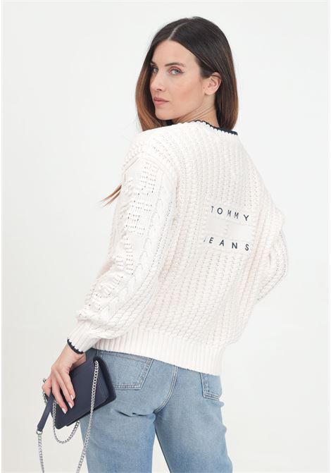 Women's cream cardigan with lettering logo embroidery on the back TOMMY JEANS | DW0DW18521YBHYBH